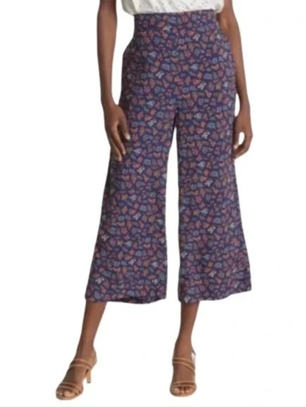 MADEWELL Floral High-Rise Wide-Leg Crop Pants